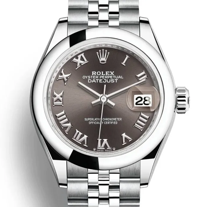Bracelets Rolex Rolex LadyDatejust 28mm Ref 2791600011 Grey Roman Dial Stainless Steel Jubilee Bracelet Womens Watch
