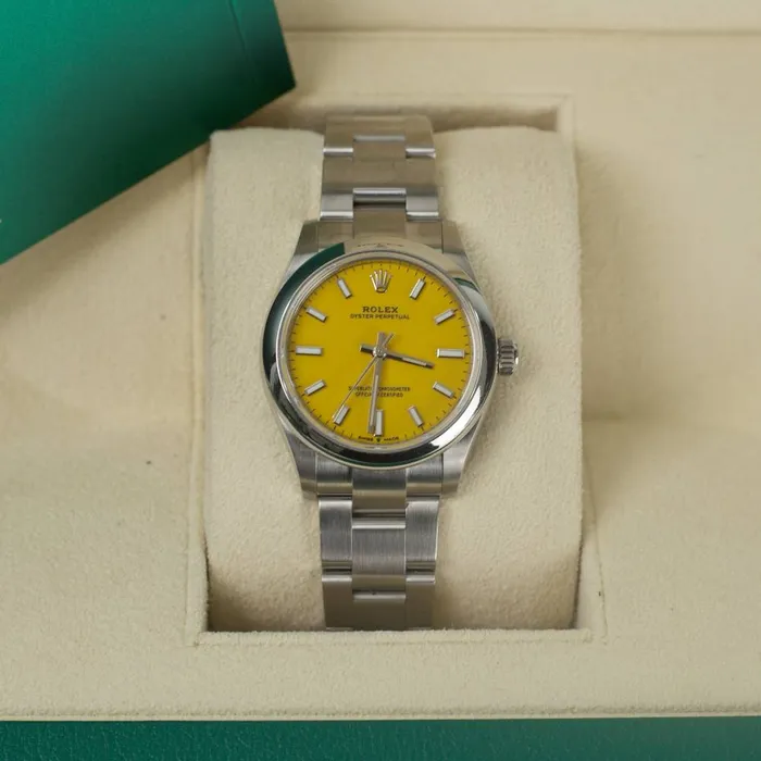 Bracelets Rolex Rolex Oyster Perpetual 31mm Ref 2772000005 Yellow Stick Dial Stainless Steel Oyster Bracelet Watch
