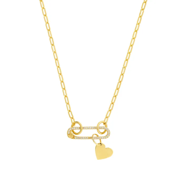 Charm Necklaces 14K Yellow Gold Small Slanted Heart Charm Croghans