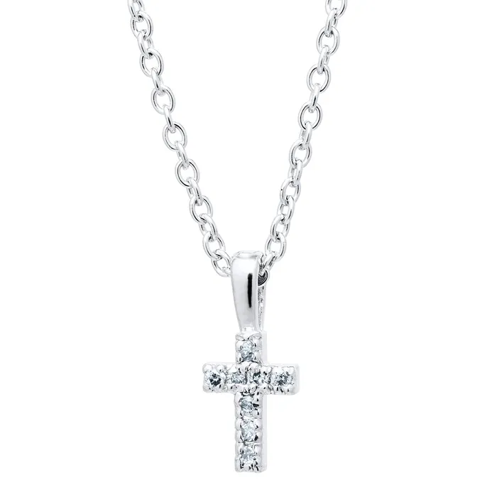 Child Sterling Silver Diamond Cross Pendant Necklace Croghans Necklaces