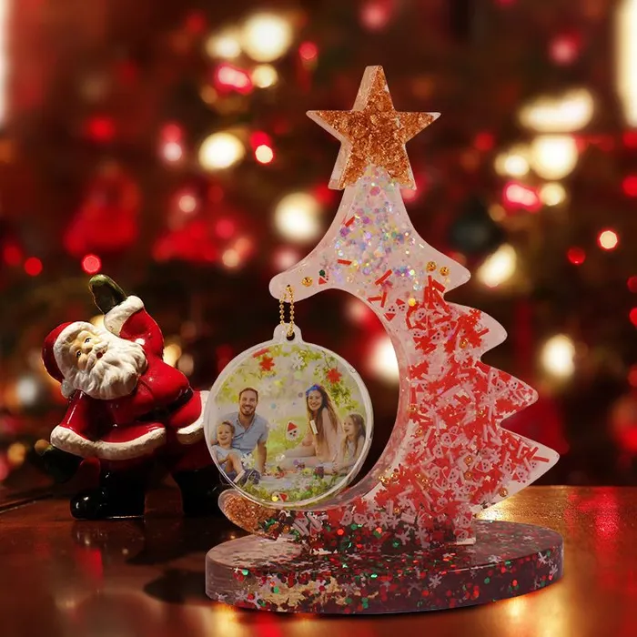 Christmas Tree Patchwork Photo Frame Resin Mold IntoResin Necklaces