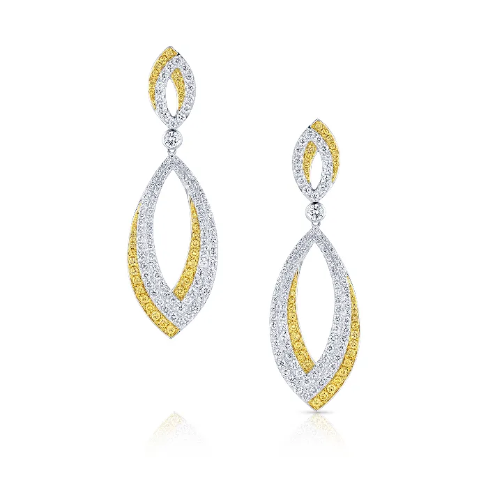 CJ Charles Jewelers Earrings 18kt Gold Yellow and White Diamond Oval Drop Earrings CJ Charles Jewelers Earrings 18kt Gold Yellow and White Diamond Oval Drop Earrings