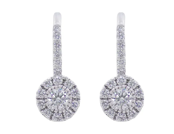 CJ Charles Jewelers Earrings 18kt White Gold Diamond French Wire Huggie Earrings CJ Charles Jewelers Earrings 18kt White Gold Diamond French Wire Huggie Earrings