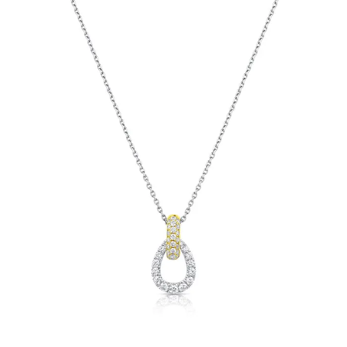 CJ Charles Jewelers Necklaces 18kt White and Yellow Gold 047ctw Diamond PearShaped Pendant Necklace CJ Charles Jewelers Necklaces 18kt White and Yellow Gold 047ctw Diamond PearShaped Pendant Necklace