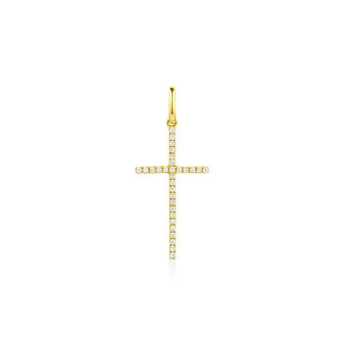 CJ Charles Jewelers Necklaces 18kt Yellow Gold 30 Diamond Cross Pendant