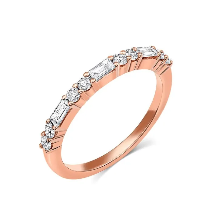 CJ Charles Jewelers Rings 18kt Rose Gold Baguette Round Brilliant Diamond Half Band CJ Charles Jewelers Rings 18kt Rose Gold Baguette Round Brilliant Diamond Half Band