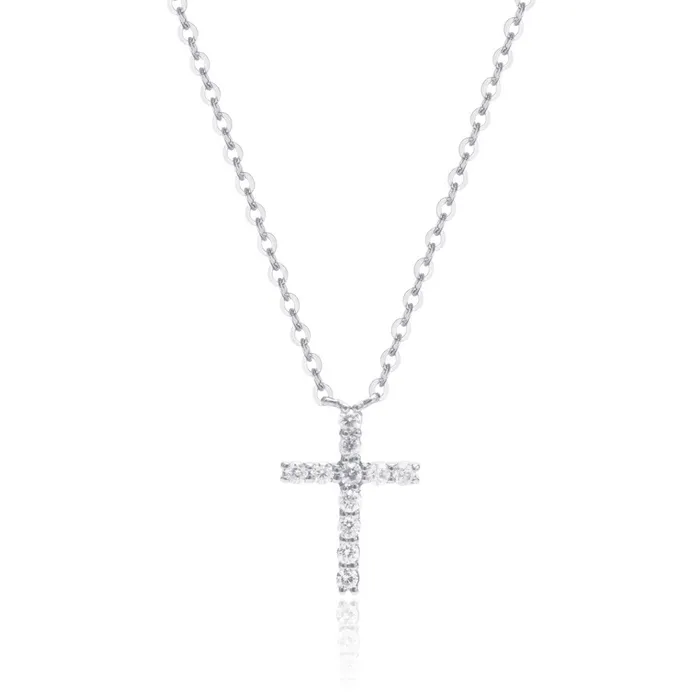 Croghans 10ctw Diamond Small Cross 14K Gold Necklace Necklaces