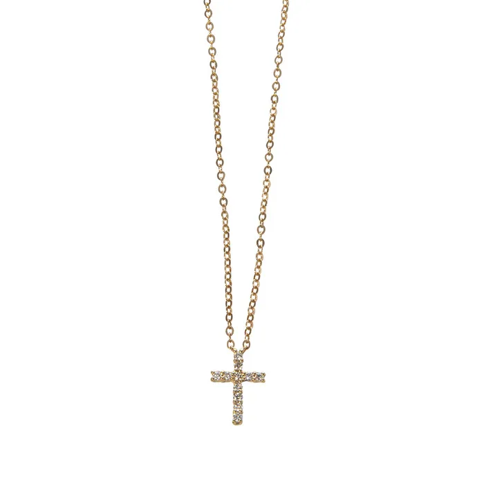 Croghans 10ctw Diamond Small Cross 14K Gold Necklace Necklaces