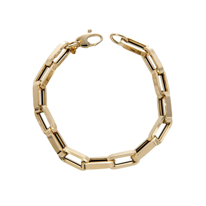 Croghans Bracelets 14K Yellow Gold Italian Rectangular Paperclip Link Bracelet Croghans Bracelets 14K Yellow Gold Italian Rectangular Paperclip Link Bracelet