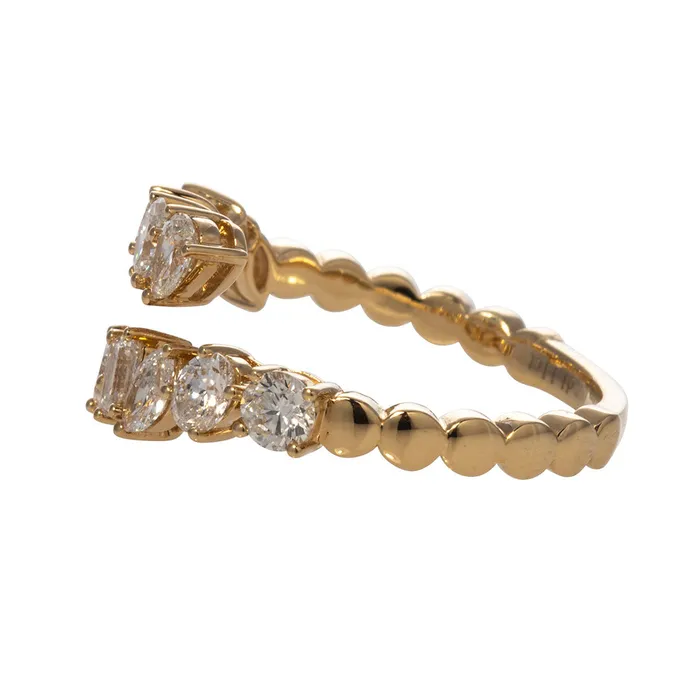 Croghans Mixed Shape Diamond Bypass 18K Yellow Gold Ring Rings