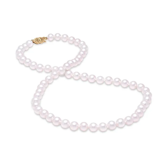 Croghans Necklaces 775mm Pearl Single Strand 14K Gold Filigree Clasp Necklace