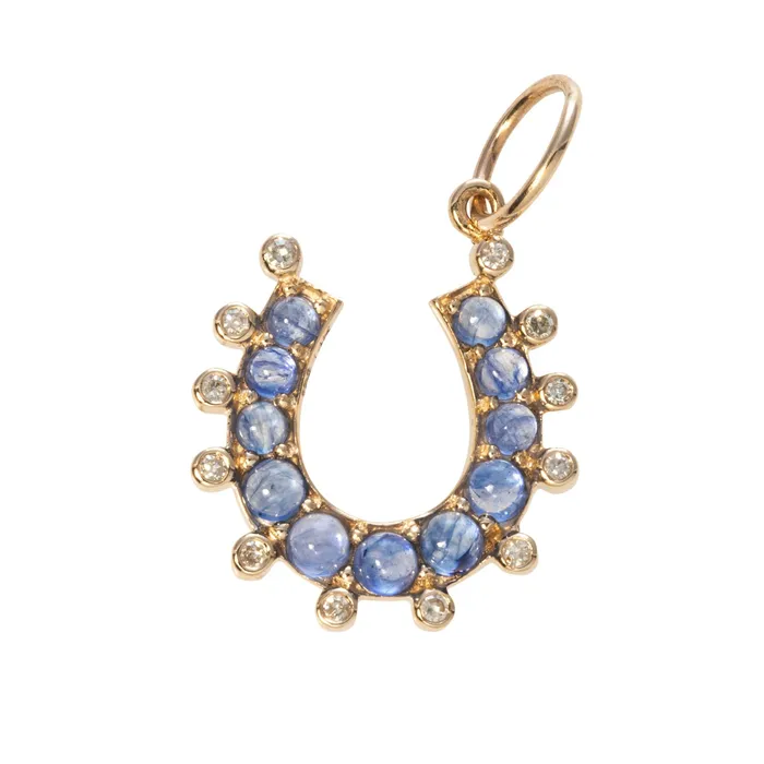 Croghans PreStyled Sets Moonstone Diamond 14K Yellow Gold Horseshoe Pendant