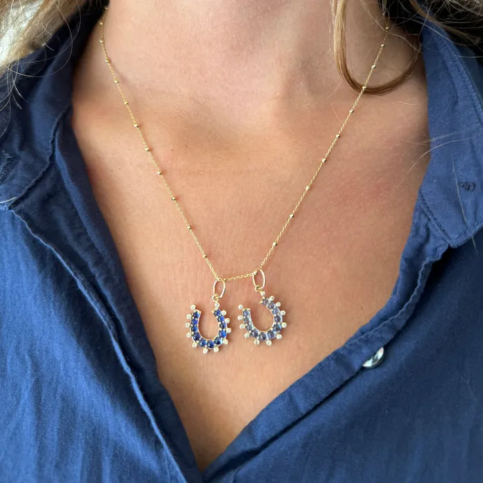 Croghans PreStyled Sets Moonstone Diamond 14K Yellow Gold Horseshoe Pendant