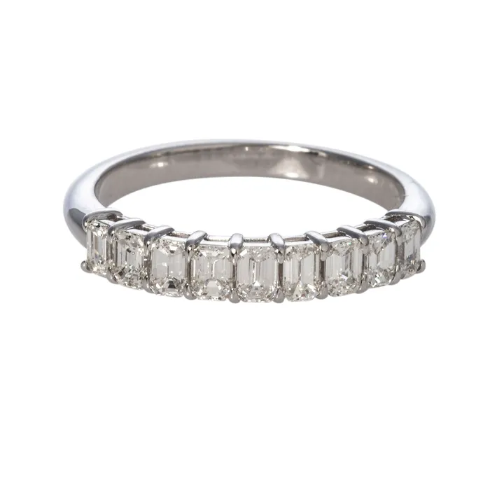 Croghans Rings 1ctw EmeraldCut Diamond Halfway 14K White Gold Band