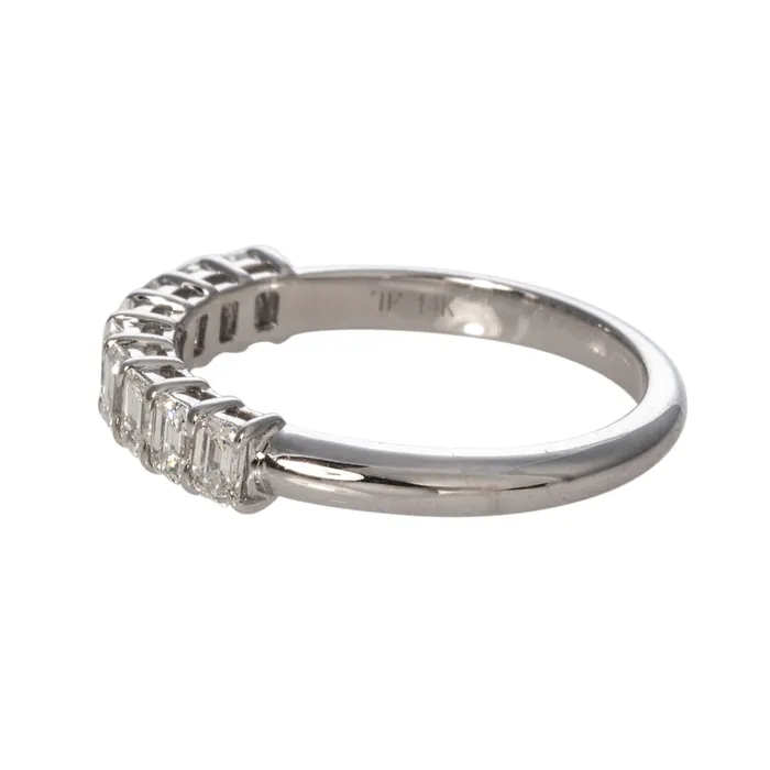 Croghans Rings 1ctw EmeraldCut Diamond Halfway 14K White Gold Band