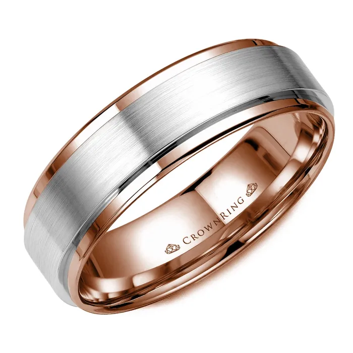 CrownRing Rings 14K White Rose Gold Wedding Band