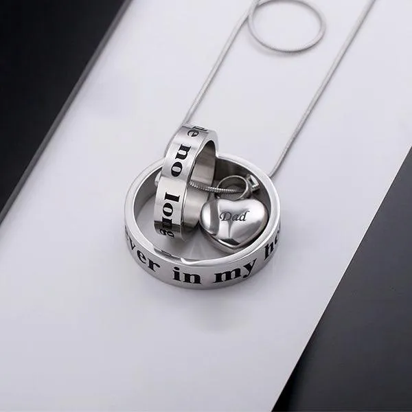 Customizable Memorial Necklace No Longer by My Side Forever in My Heart Personalized Cremation Urn Jewelry Belbren Necklaces