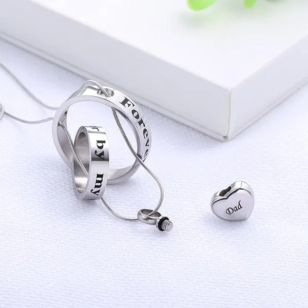 Customizable Memorial Necklace No Longer by My Side Forever in My Heart Personalized Cremation Urn Jewelry Belbren Necklaces