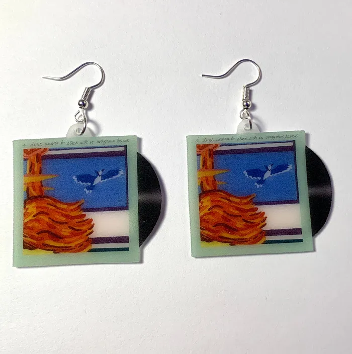Dad Sports GF Haircut Vinyl Single Handmade Earrings Sam Makes Things Earrings
