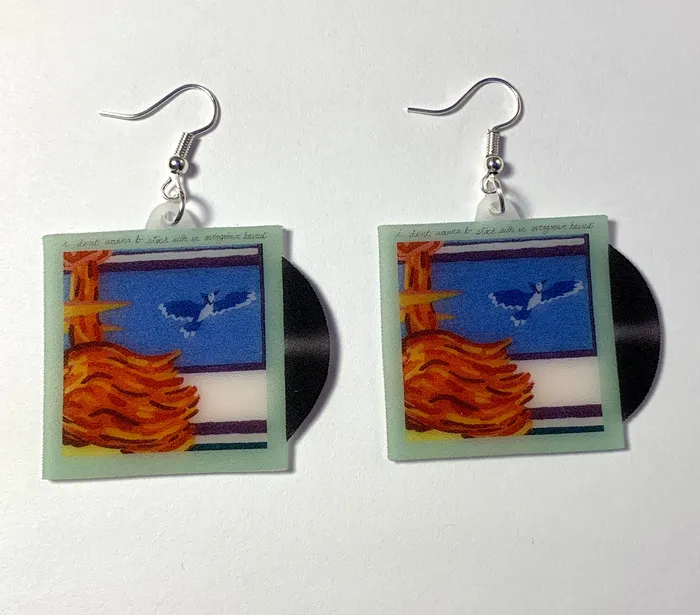Dad Sports GF Haircut Vinyl Single Handmade Earrings Sam Makes Things Earrings