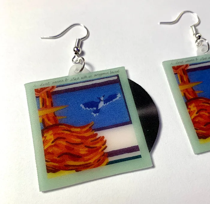 Dad Sports GF Haircut Vinyl Single Handmade Earrings Sam Makes Things Earrings
