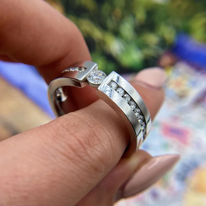 Diamond Source NYC 18k White Gold Band features 15ct BN7599 Rings