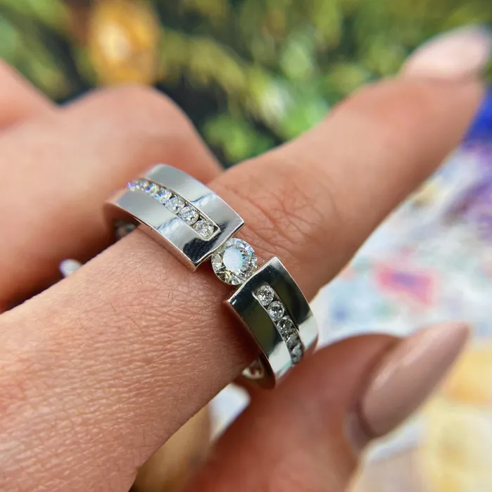 Diamond Source NYC 18k White Gold Band features 15ct BN7599 Rings