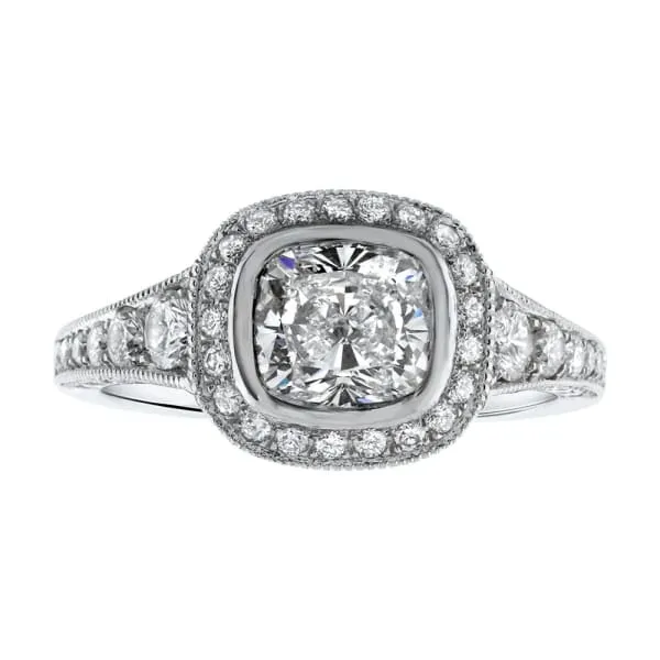 Diamond Source NYC GIA Certified Unique Halo Diamond Engagement Ring Set in Platinum 272ct tw Cushion Cut Round Brilliant Natural Diamonds Rings