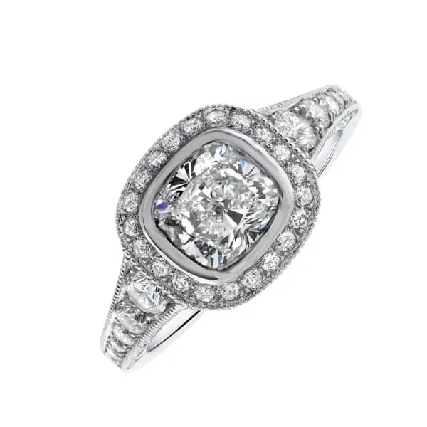 Diamond Source NYC GIA Certified Unique Halo Diamond Engagement Ring Set in Platinum 272ct tw Cushion Cut Round Brilliant Natural Diamonds Rings
