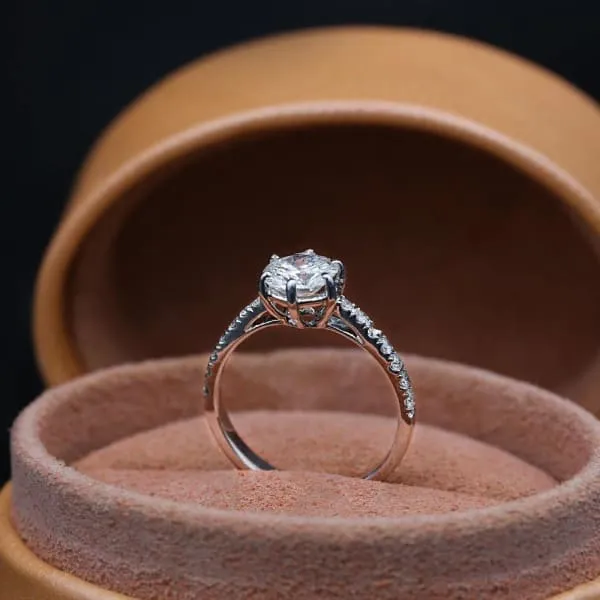 Diamond Source NYC Rings Diamond Engagement Ring Set in 14K White Gold 150ct tw Round Brilliant Natural Diamonds