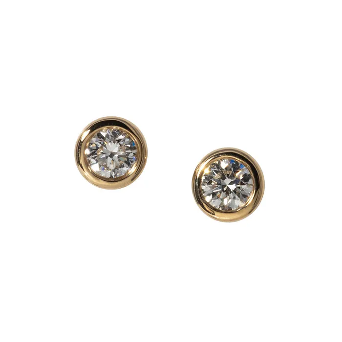 Earrings 30ctw Diamond Bezel 14K Yellow Gold Stud Earrings Croghans