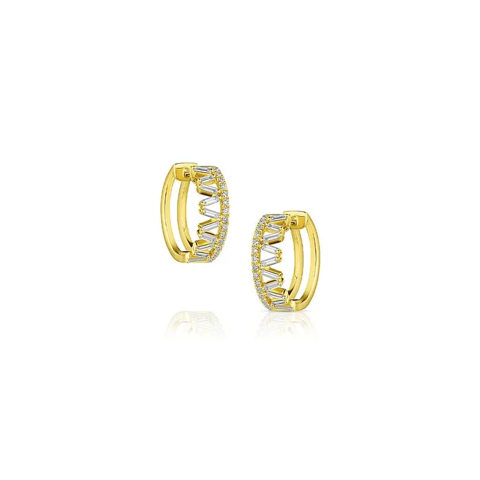 Earrings CJ Charles Jewelers 18kt Yellow Gold Diamond V Hoop Earrings