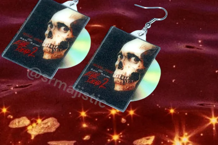 Earrings Evil Dead 2 1987 DVD 2D detailed Handmade Earrings Sam Makes Things Earrings Evil Dead 2 1987 DVD 2D detailed Handmade Earrings Sam Makes Things