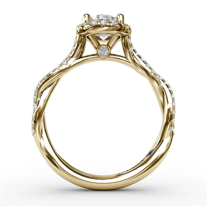 Earrings Fana 14K Yellow Gold Semi Mount Twisted Shank Oval Halo