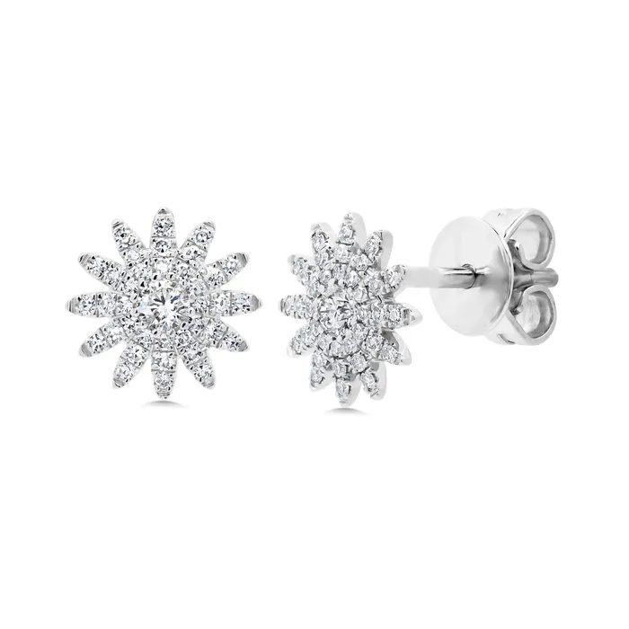 Earrings Meierotto Jewelers 14K White Gold Diamond Starburst Design Stud Earrings Earrings Meierotto Jewelers 14K White Gold Diamond Starburst Design Stud Earrings