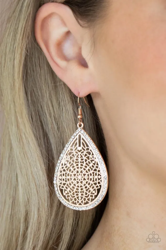 Earrings Paparazzi Earring Fleur de Fantasy Rose Gold Paparazzi Jewelry