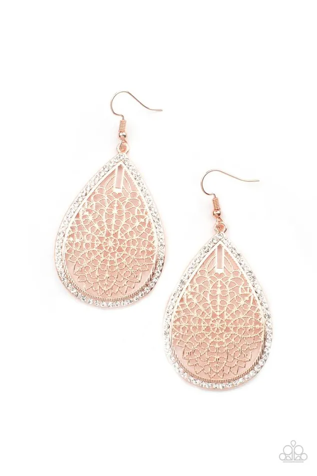 Earrings Paparazzi Earring Fleur de Fantasy Rose Gold Paparazzi Jewelry