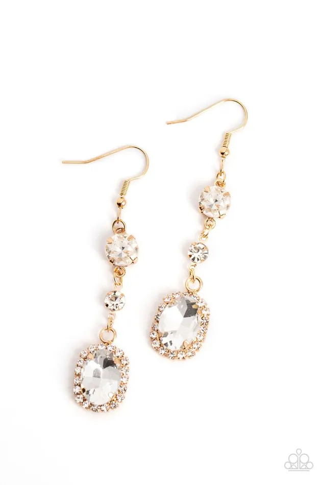 Earrings Paparazzi Earring Glass Slipper Sparkle Gold Paparazzi Jewelry