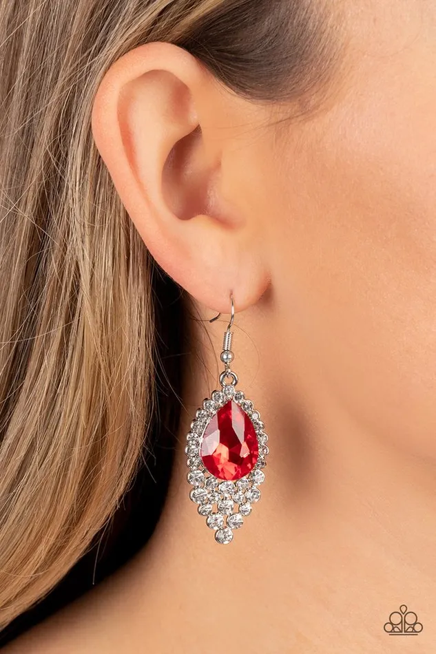 Earrings Paparazzi Earring Glorious Glimmer Red Paparazzi Jewelry