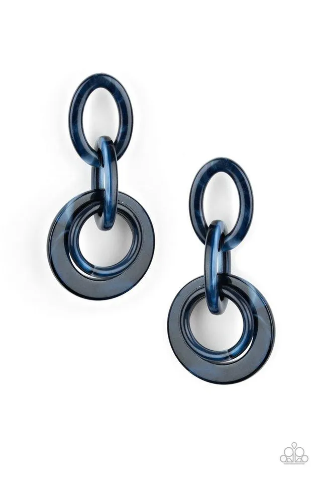 Earrings Paparazzi Earring Havana HAUTE Spot Blue Paparazzi Jewelry