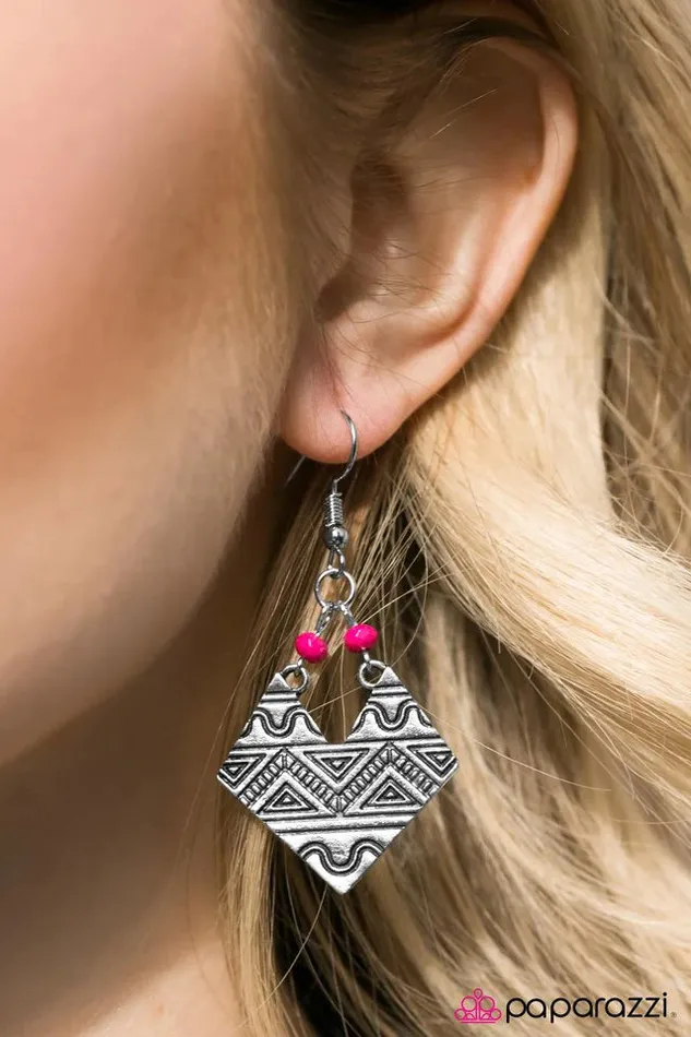 Earrings Paparazzi Earring High Ground Pink Paparazzi Jewelry