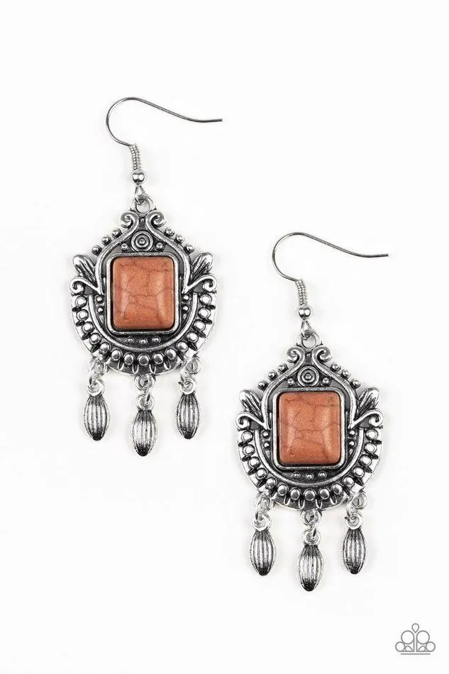 Earrings Paparazzi Earring Open Pastures Brown Paparazzi Jewelry