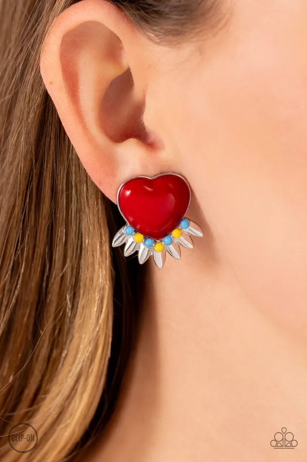 Earrings Paparazzi Earring Spring Story Red Paparazzi Jewelry