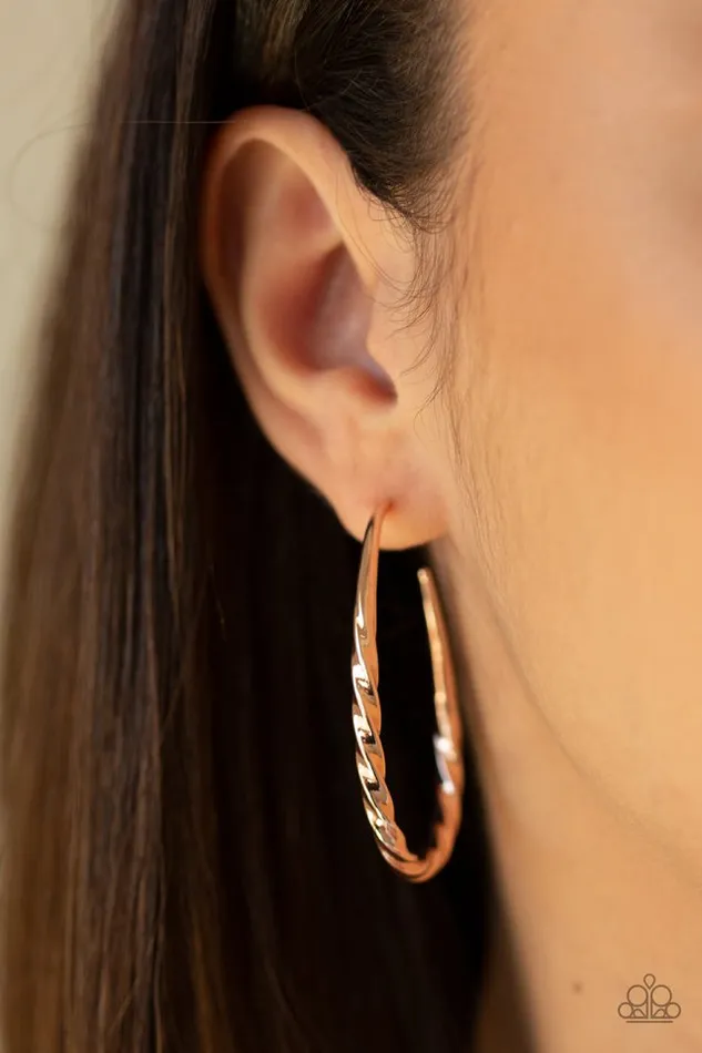 Earrings Paparazzi Earring Twisted Edge Rose Gold Paparazzi Jewelry
