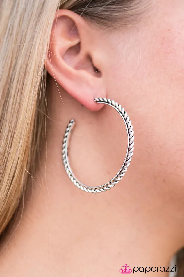 Earrings Paparazzi Jewelry Paparazzi Earring A Little HOOPY Silver