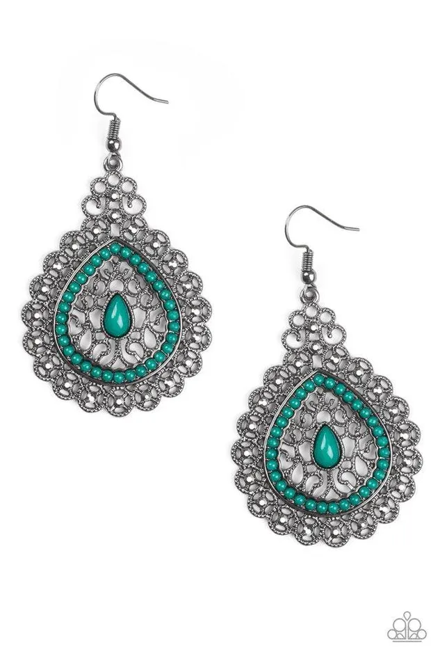 Earrings Paparazzi Jewelry Paparazzi Earring Carnival Courtesan Green
