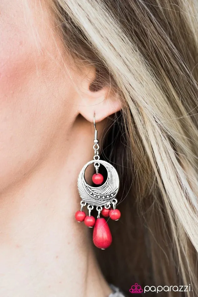 Earrings Paparazzi Jewelry Paparazzi Earring Dunes Surfer Red