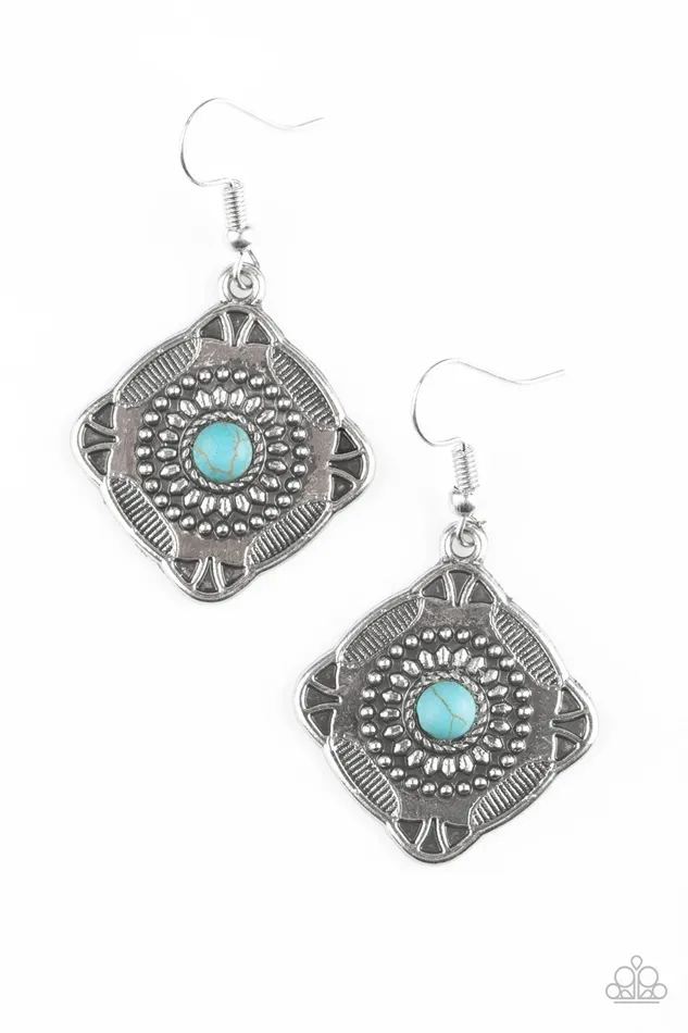 Earrings Paparazzi Jewelry Paparazzi Earring Fiercely Four Corners Blue