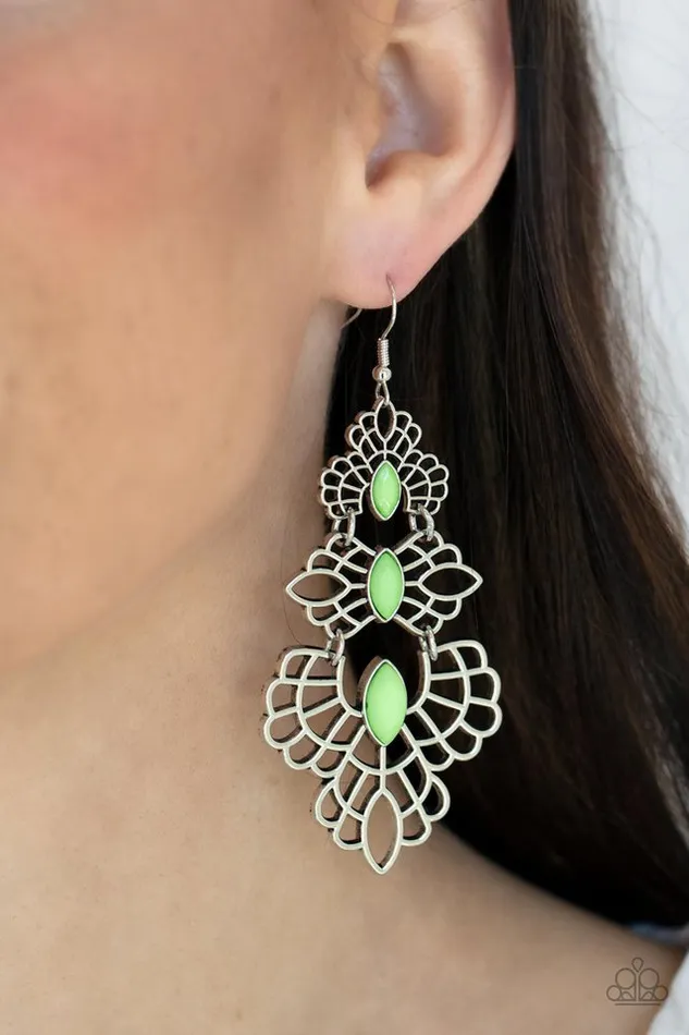Earrings Paparazzi Jewelry Paparazzi Earring Flamboyant Frills Green