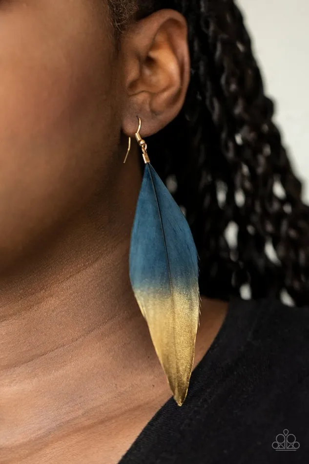 Earrings Paparazzi Jewelry Paparazzi Earring Fleek Feathers Blue